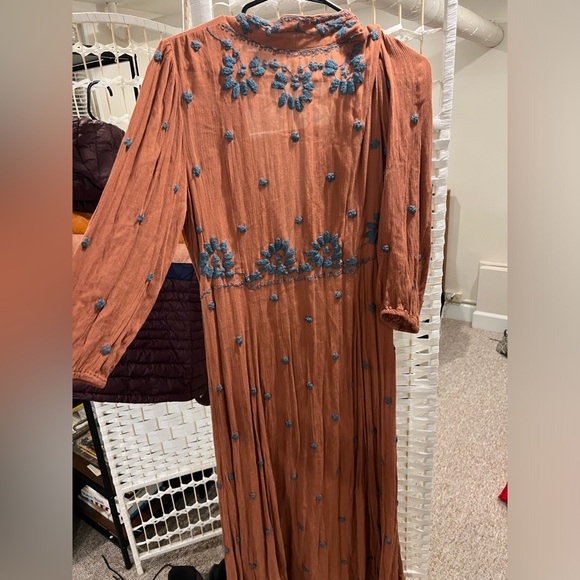 Free People Midi Folk Dress Size Medium - Picture 4 of 5